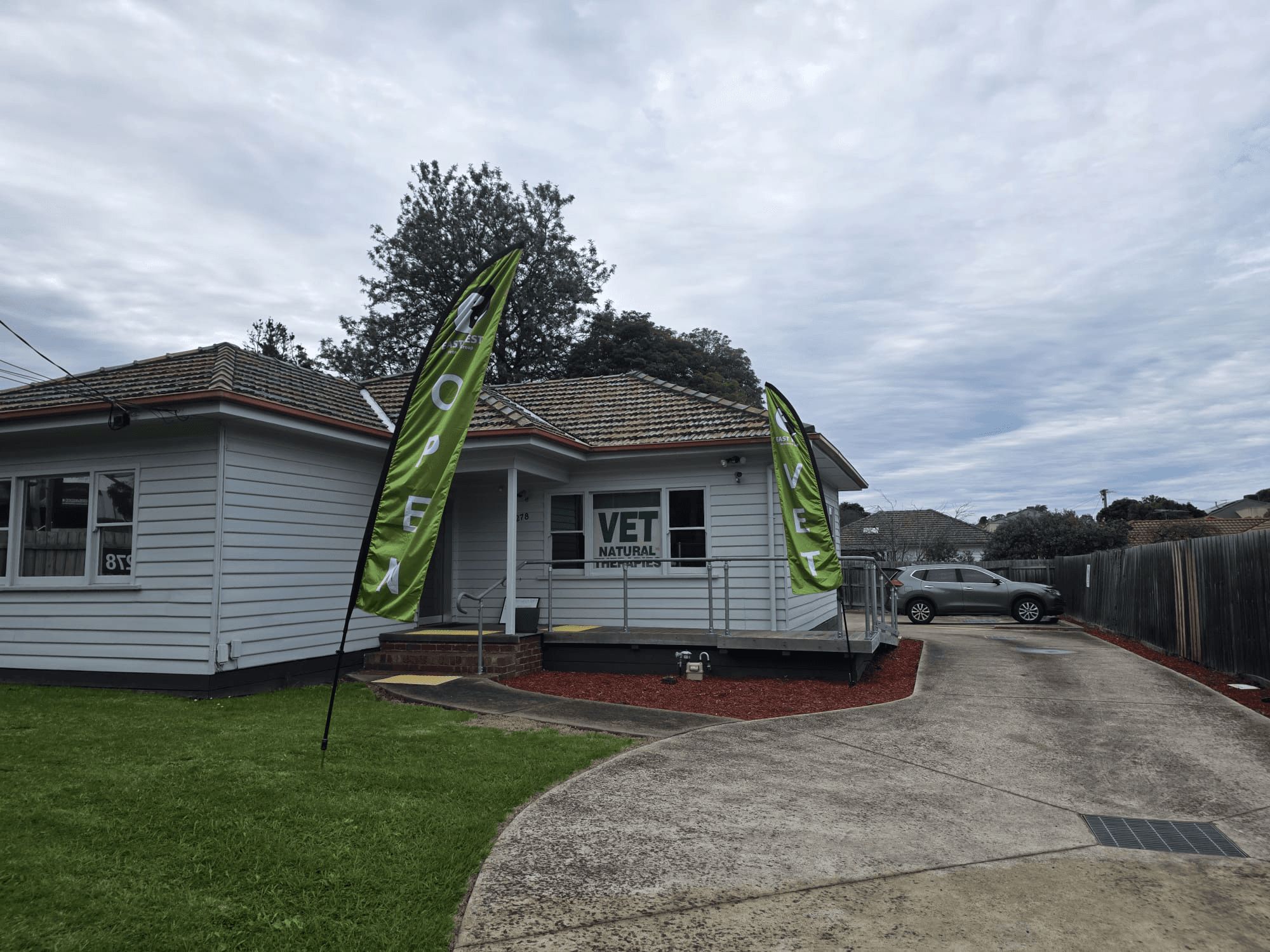 East West Vets Glen Waverley clinic exterior and accessible driveway